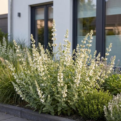 Green boutiQ - Vasteplant - Nepeta faassenii Snowflake - Kattenkruid - Bijen en Vlinderlokkers - Wit - 12 Planten - Pot 11cm - Hoogte 15-25cm
