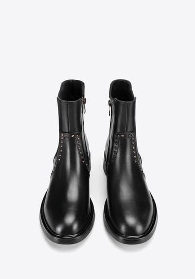 Wittchen Dames leren Chelsea boots met decoratieve klinknagels, zwart