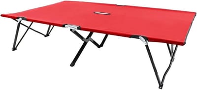 Dubbel Ligbed - Vouwbed Campingbed - Ontspannen Buiten - Inklapbaar Stalen Frame - 193 x 125 x 40 cm - Rood