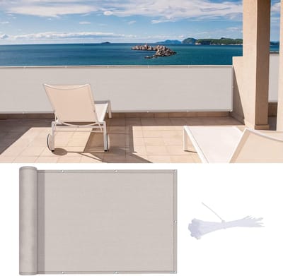 Balkon-privacyscherm, balkonafdekkingen (HDPE), 0,8 x 4 m, UV-bescherming, balkon-privacyscherm voor balkon, tuin, buiten, taupe