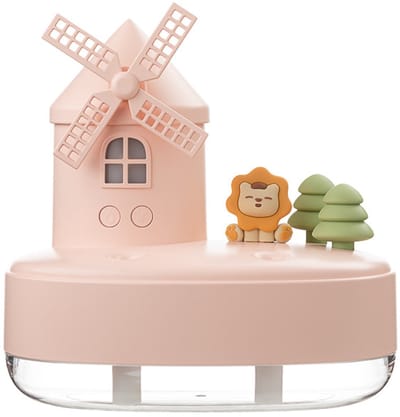 Windmolen Muziekdoos Luchtbevochtiger USB Leuke Mini Huisdier Dubbele Spray - Roze