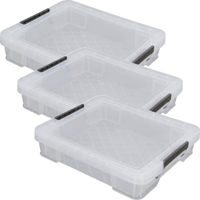 Whitefurze Opbergbox - 4x stuks - 9 liter - Transparant - 43 x 36 x 8 cm - kunststof - opslag oplossingen - kist - met deksel