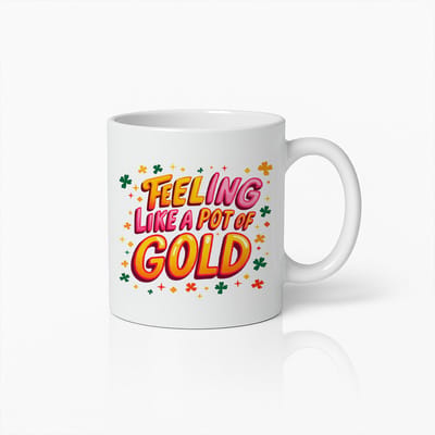 Feeling Like a Pot of Gold Mok 330ml – Kleurrijke Positieve Koffiebeker – Leuk Cadeau voor St. Patrick’s Day & Geluksliefhebbers
