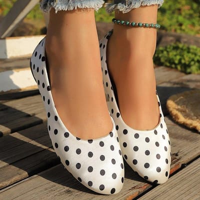 Dames Polka Dot Ballet Flats Instappers Ronde Neus Casual Schoenen Comfortabele Kantoor Werk Flats voor Dames 36 brown