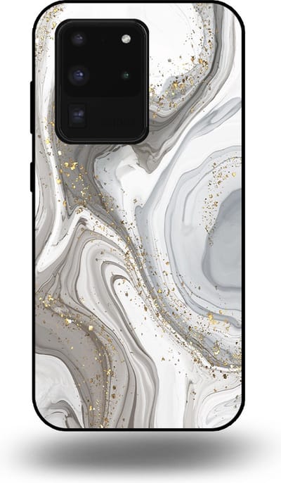Smartphonica Telefoonhoesje geschikt voor Samsung Galaxy S20 Ultra met marmer opdruk - TPU backcover case marble design - Zilver geschikt voor Samsung Galaxy S20 Ultra