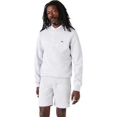 Lacoste Heren Sweatshirt met Geborduurd Logo Fleece Crew Hals (Lichtgrijs)