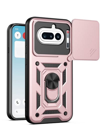 MobyDefend Hoesje - Geschikt voor Nothing Phone (4a) - Pantsercase Met Draaibare Ring - Rosé