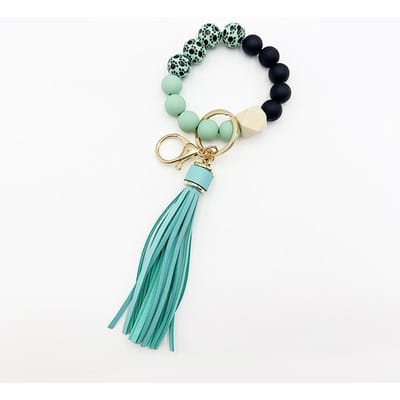 Siliconen kralen sleutelhanger armband kralen sleutelhanger met kwastjes vrouwen kunnen portemonnees sleutelhanger mannen auto sleutelhanger white