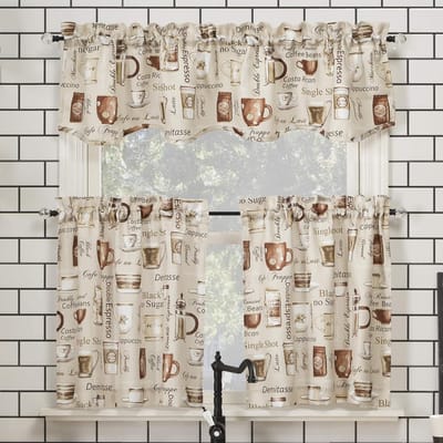 Semi-transparante Keukengordijn Set, 137x61cm, Crème, 3 Delig