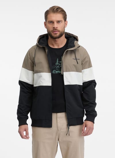 Jas Jinig mocca/zwart streep zomerjas Ragwear - maat M
