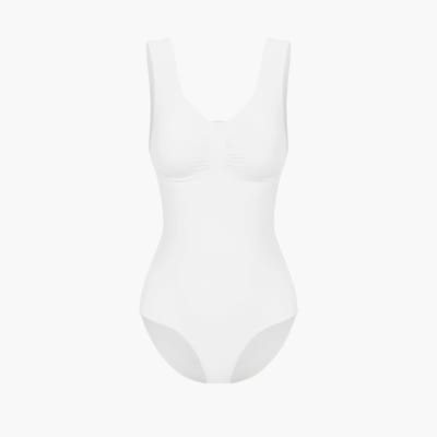 cfab - Tanktop bodysuit met corrigerende shapewear en slipje - Wit - XS - Corrigerende Body - Naadlos - corrigerend ondergoed dames