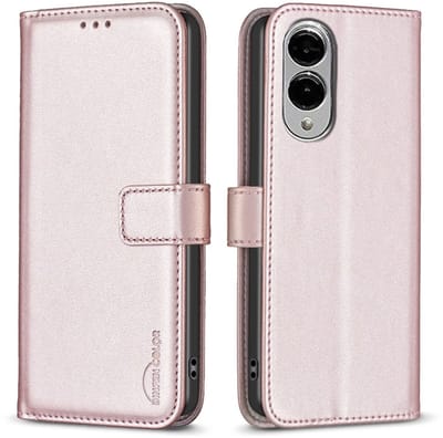 BINFEN Hoesje - Geschikt voor Samsung Galaxy S25 Edge Hoesje - BINFEN Color Book Case - Rose Gold