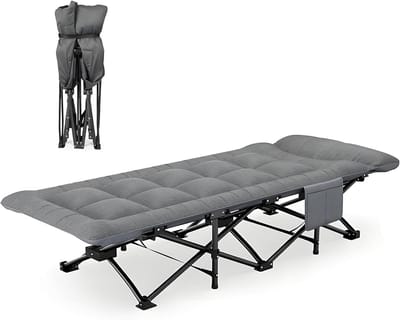 Vouwbed Campingbed - Slaapstoel Opvouwbaar - Ontspanning Buiten - Geen Montage Nodig - 190x68x38cm - Grijs
