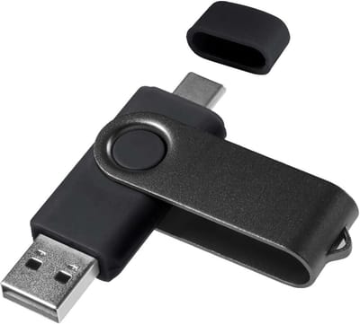 USB C Geheugenstick - OTG Pendrive - Bestanden Delen - Dubbele Interface - 6.9 x 2 cm - Zwart Metaal