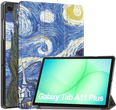 Coverup Tablethoes geschikt voor Samsung Galaxy Tab A11 Plus Hoesje - Tri-Fold Book Case met Wake/Sleep - Sterrennacht