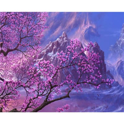 DIY paarse bloem berg Diamond handgemaakte borduurwerk verkoop foto acryl mozaïek Home Decor 20X30CM blue
