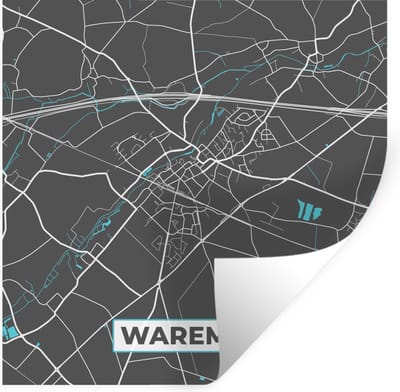 Muurstickers - Sticker Folie - Stadskaart – Grijs - Kaart – Waremme – België – Plattegrond - 100x100 cm - Plakfolie - Muurstickers Kinderkamer - Zelfklevend Behang XXL - Zelfklevend behangpapier - Stickerfolie