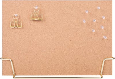 QUVIO Memobord - Prikbord - Planbord - Memobord - Kurkbord - Clipboard - Klembord - Inclusief prikkers en houder - Goud