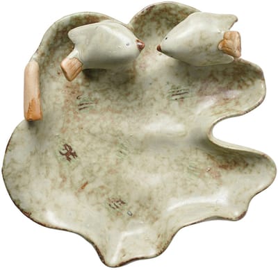 Clayre & Eef Decoratie schaal Blad 16x16x5 cm Groen Keramiek