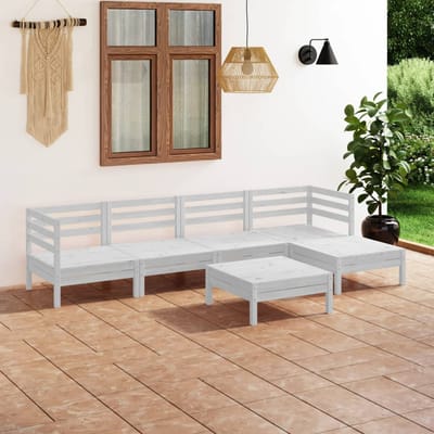 vidaXL - 6-delige - Loungeset - massief - grenenhout - wit