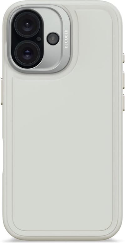 DECODED Siliconen Stacks Hoesje Geschikt voor iPhone 16 - Premium Soft-Touch Materiaal - Antibacteriële Coating - Geschikt voor MagSafe - Stone Grijs