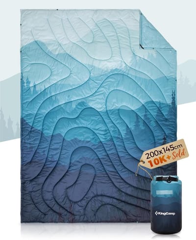 Campingdeken Waterdicht - Reisdeken Outdoor - Warm Blijven - Lichtgewicht Opvouwbaar - 200 x 145 cm - Verre Pieken