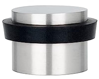 Roestvrijstalen deurstop met zelfklevende bevestiging en rubberen bescherming - 28x20mm