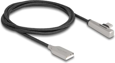 Delock USB 2.0 Cable Type-A male to USB Type-C™ male angled with LED and Fast Charging 60 W 1 m