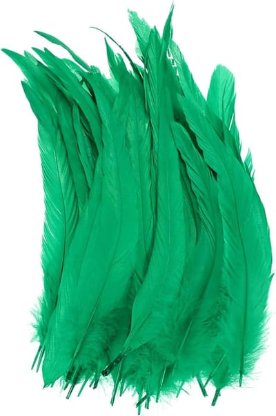 Set van 50 Natuurlijke Cocktailveren van 25-30 cm voor Creatieve Projecten, Bruiloften en Droomvangers - Grasgroen