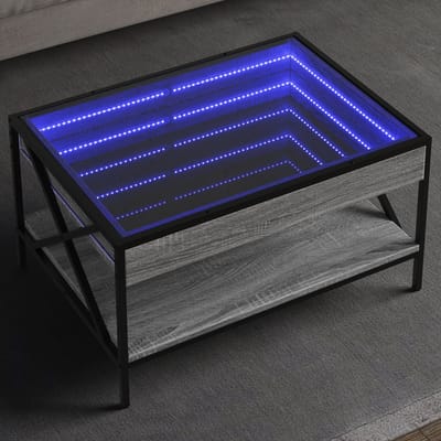 vidaXL - Salontafel - met - Infinity - LED - 70x50x38 - cm - grijs - sonoma - eikenkleur