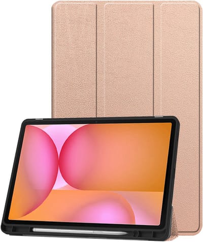 Hoesje - Geschikt voor Samsung Galaxy Tab S10 Lite - Dun & Stevig - Trifold Bookcase - Hard Cover Case - Met Uitsparing Geschikt voor S Pen - Hardcover Book - Tablet Hoes - Rosé goud