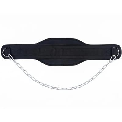 Gewichtheffen Dip Belt Neopreen Rug Gym Belt met Ketting voor Fitness Bodybuilding Pull Up Krachttraining Belasting Tailleband zwart