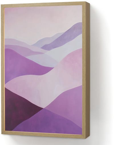 Wandlamp 40x60 cm - Oplaadbaar - Abstract - Heuvels - Landschap - Paars - Wandlampen binnen woonkamer - Slaapkamer lamp - Decoratieve nachtlamp - Vloerlamp draadloos