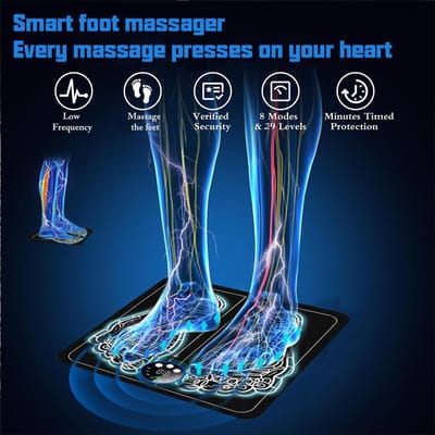 EMS Voetmassageapparaat Puls Acupunctuur Kussen Draagbare Spierstimulator Pad Meerdere Modussen voor het Verbeteren van de Bloedcirculatie blue