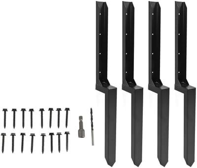 Hek reparatie - Paal versteviging - Schuine palen herstellen - H-vormig ontwerp - 4 stuks - Zwart