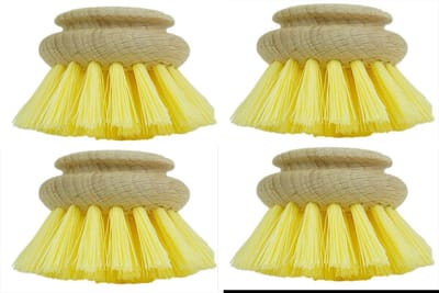 4X vervangingsborstel I synthetische vezel I groot I verwisselbare kop afwasborstel keukenborstel mengkomborstel schuurborstel reinigingsborstel houten borstel keuken afwasborstel plasticvrije producten keuken
