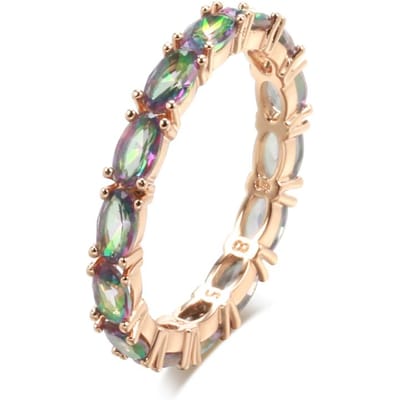 Bague Ovale Colorée en Pierre pour Femmes Mode Zircon Naturel Couleur Or Rose Simple Quotidien Bijoux Fins 8