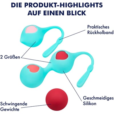 EIS, liefdesballen, 'lieve set liefdesballen', Ø 3.5 cm, huidvriendelijke siliconen, inclusief lus, mint