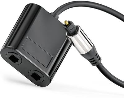 Premium Optische Audio Splitter Toslink 1 naar 2 – Gevlochten Kabel met Goudkleurige Connector – Digitale Optical Audio Y-Kabel – Zilverkleurig