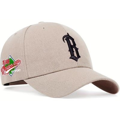 B Letter Borduur Baseball Caps Katoenen Snapback Hoed Mode Sport Hip Hop Trucker Hoeden Zomer Buiten Zon Hoeden Garros beige