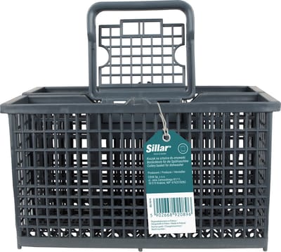 Sillar Bestekmandje voor vaatwasser - universeel bestekmand - geschikt voor Amica Beko Bosch Electrolux Siemens Whirlpool - bestek korf - 22.4 x 12 cm - grijs