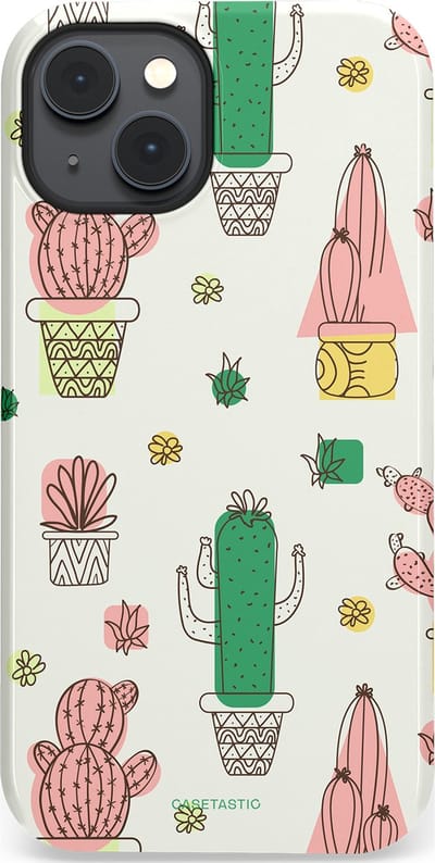 Casetastic Hoesje Geschikt voor Apple iPhone 14 Plus Magsafe - Stijlvolle Beschermende Duo-layer Case - Vrolijke cactus