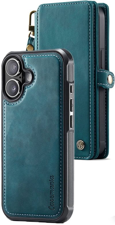 CaseMania Bookcase hoesje geschikt voor iPhone 17 - Effen Groen - Kunstleer - XXL Bergruimte - Portemonnee met 10 Vakjes voor Pasjes