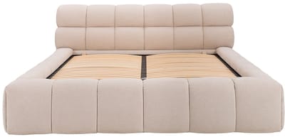 Vente-unique Bed met opbergruimte stof beige 200 x 200 cm