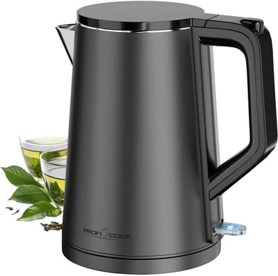 Waterkoker 1.5 Liter - Themische Koker - Snel Water Koken - Dubbelwandige Isolatie - 24cm Hoog - Grafietgrijs