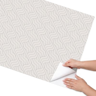 Coloray Meubel Wrap Folie - Beige Meubelfolie - 75x150 cm - Plakfolie Meubels Golvend patroon - Decoratiefolie Zelfklevend - Minimalist Meubelfolie - Meubelfolie Zelfklevend - Badkamer decoratie - Achtergronden en patronen