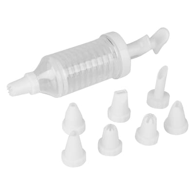 Ensemble Pâtissier Injecteur/Décorateur de Glaçage pour Cupcakes, Stylo à Gâteau Seringue Cylindre Décoration de Dessert Ensemble 8 Pièces white