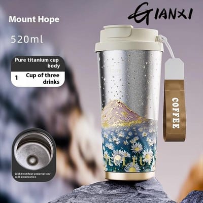 Pure Titanium Thermosbeker Vrouwen Nieuwe Koffiekopje Rietje Waterbeker Hoog Uiterlijk Niveau Cadeau Begeleidende Beker 520ml white