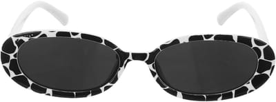 Trendy ovale zonnebril met koeienpatroon voor dames, meisjes en kinderen - klein montuur, UV-bescherming, outdooraccessoire