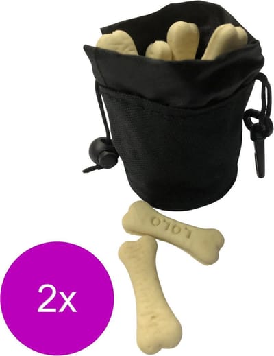 Adori Snackbag Met Karabijnhaak 9x7 cm - Hondensnackzak - 2 x Zwart